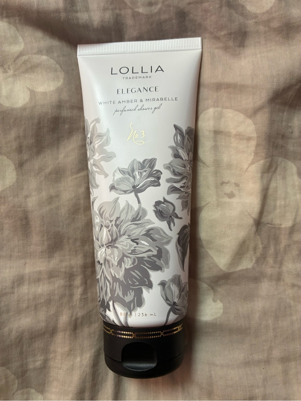 Lollia by Margot Elena 8oz perfumed shower gel ELEGANCE white amber & Mirabelle